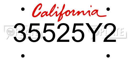 35525Y2 California License Plate
