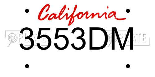 3553DM California License Plate