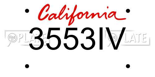 3553IV California License Plate
