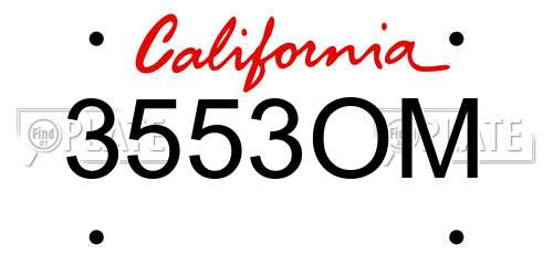 3553OM California License Plate