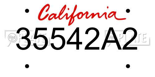 35542A2 California License Plate