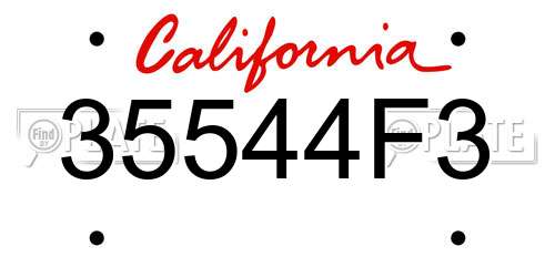 35544F3 California License Plate