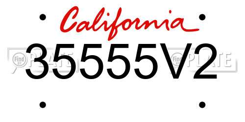 35555V2 California License Plate