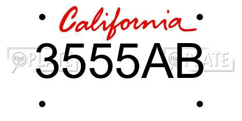 3555AB California License Plate