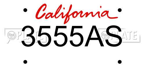 3555AS California License Plate