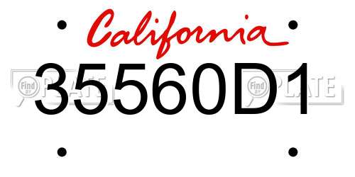 35560D1 California License Plate