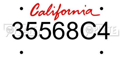35568C4 California License Plate
