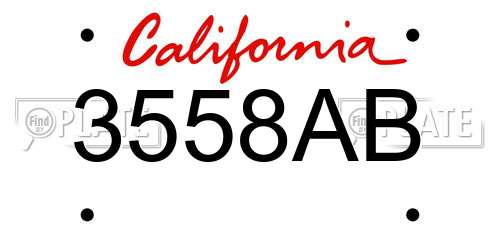 3558AB California License Plate