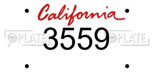 3559 California License Plate