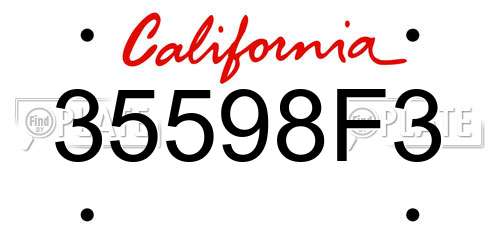 35598F3 California License Plate