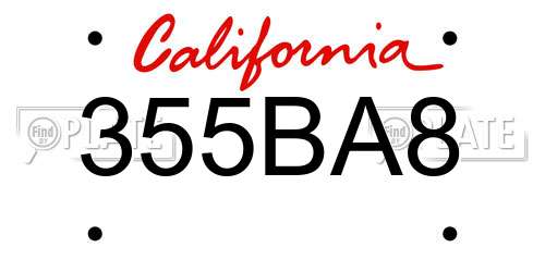 355BA8 California License Plate
