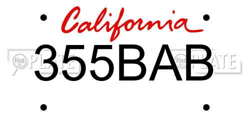 355BAB California License Plate
