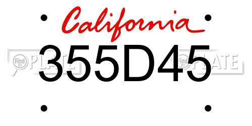 355D45 California License Plate