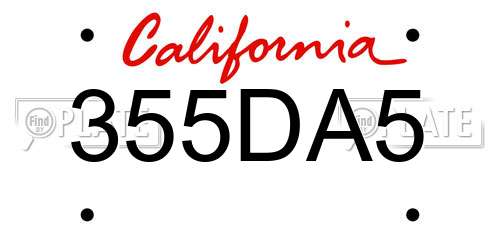 355DA5 California License Plate