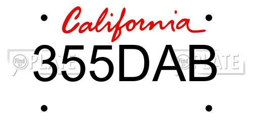 355DAB California License Plate
