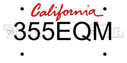 355EQM California License Plate