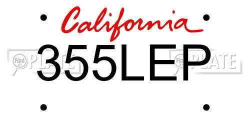 355LEP California License Plate