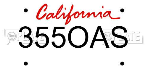 355OAS California License Plate
