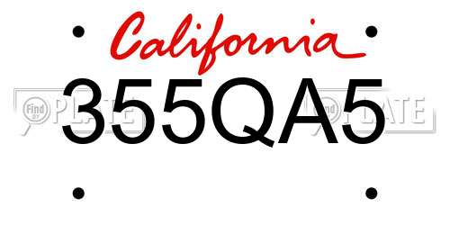355QA5 California License Plate