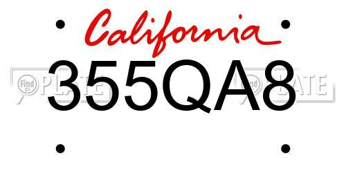 355QA8 California License Plate