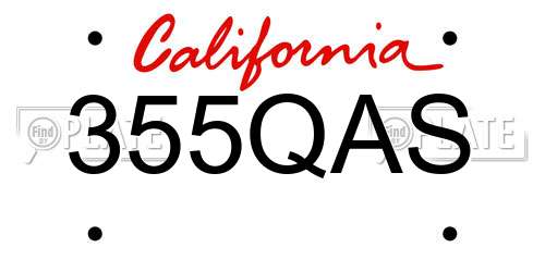 355QAS California License Plate