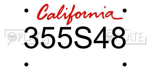355S48 California License Plate
