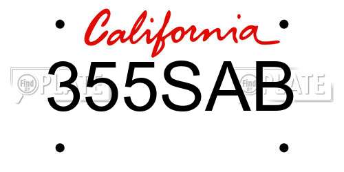 355SAB California License Plate