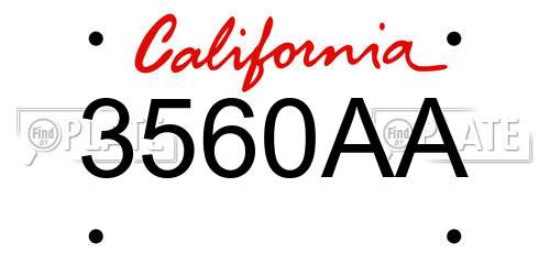 3560AA California License Plate