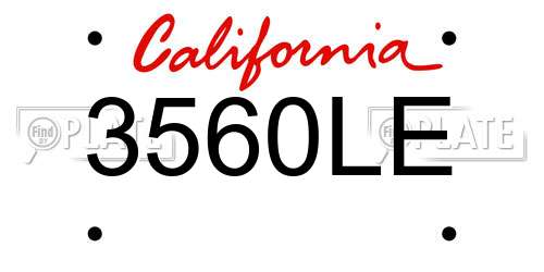 3560LE California License Plate