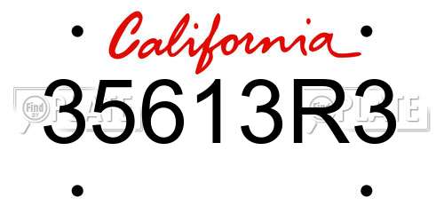 35613R3 California License Plate