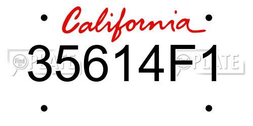 35614F1 California License Plate