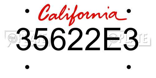 35622E3 California License Plate