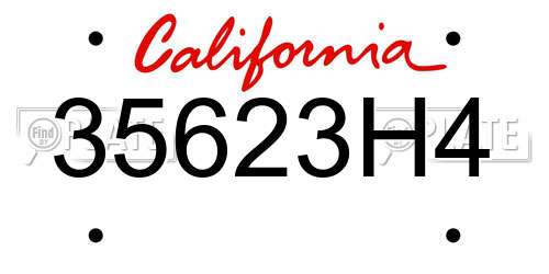35623H4 California License Plate