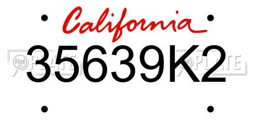 35639K2 California License Plate