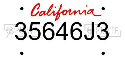 35646J3 California License Plate