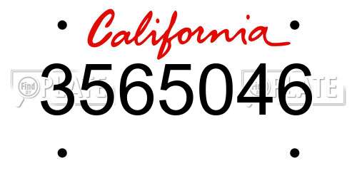 3565046 California License Plate