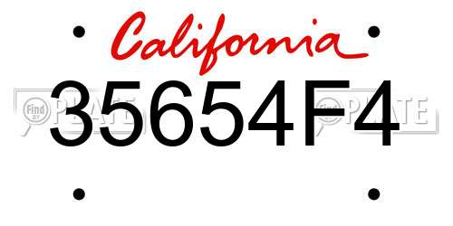 35654F4 California License Plate