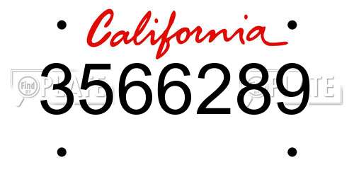 3566289 California License Plate