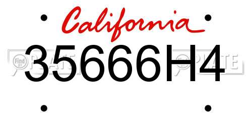 35666H4 California License Plate