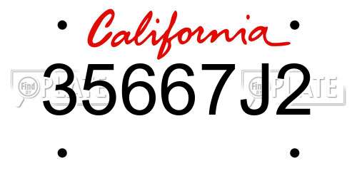35667J2 California License Plate