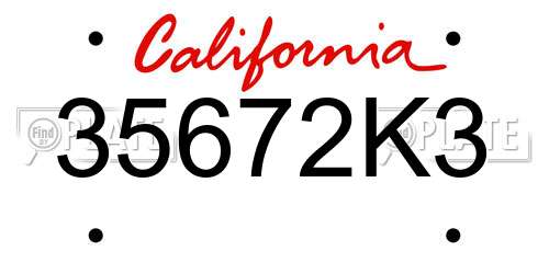 35672K3 California License Plate