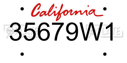 35679W1 California License Plate