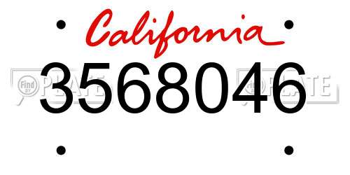 3568046 California License Plate
