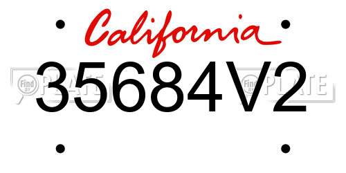 35684V2 California License Plate