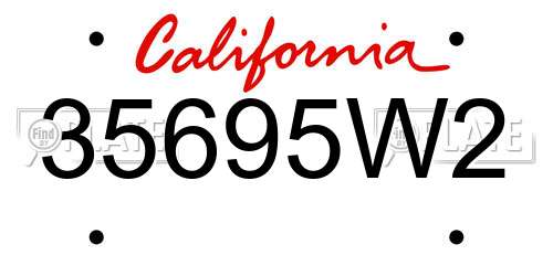 35695W2 California License Plate