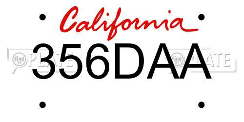 356DAA California License Plate