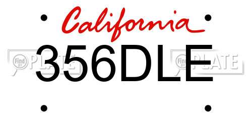 356DLE California License Plate