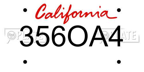 356OA4 California License Plate