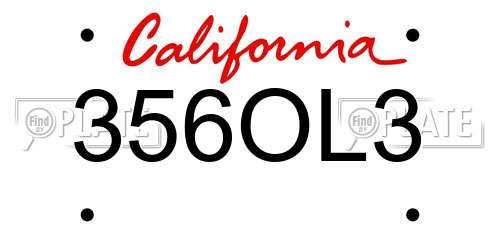 356OL3 California License Plate