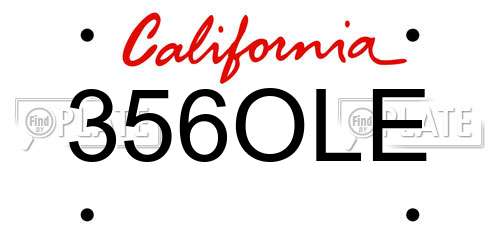 356OLE California License Plate
